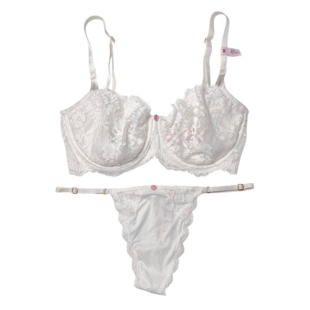 Victoria's Secret Wicked Unlined Lace Balconette Bra and Panty Set Size 32DDD